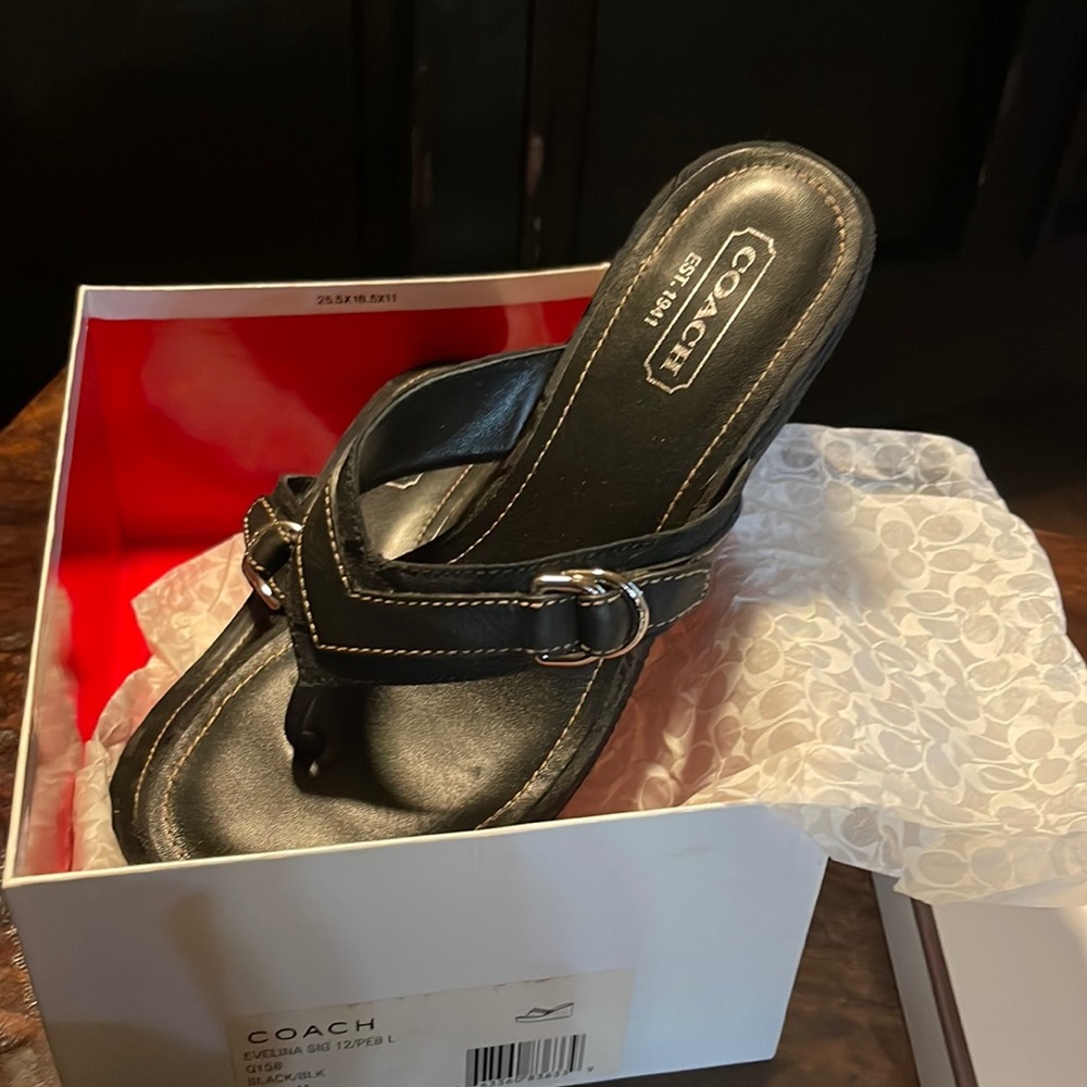 COACH Evelina Signature Black Wedges Size 8M